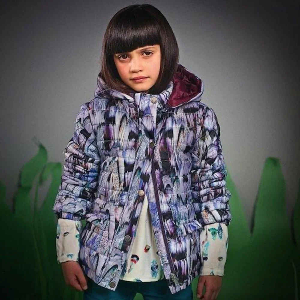 Paul Smith Jr. Hooded Feather Print Puffer Jacket - Purple - 12